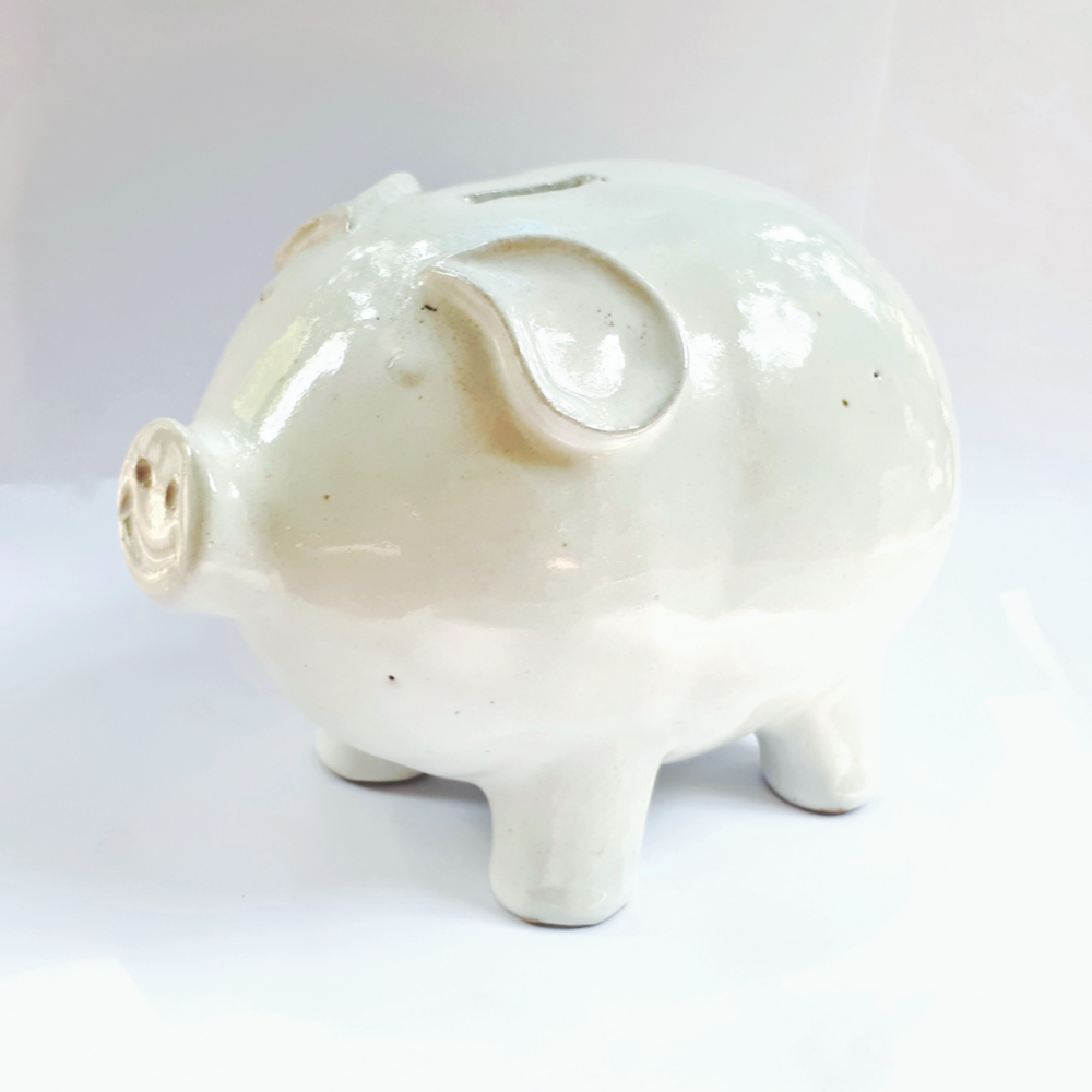 Piggy Bank White Velvet