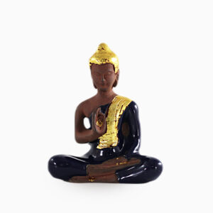 970302004 Seated Buddha Ceramic Blue front