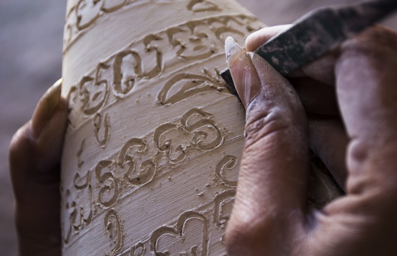 Hand carving script writing