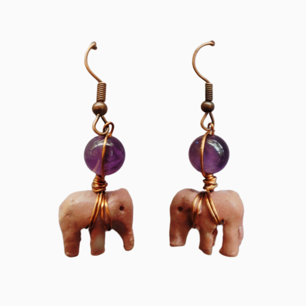 530300228 pink elephant calf earring