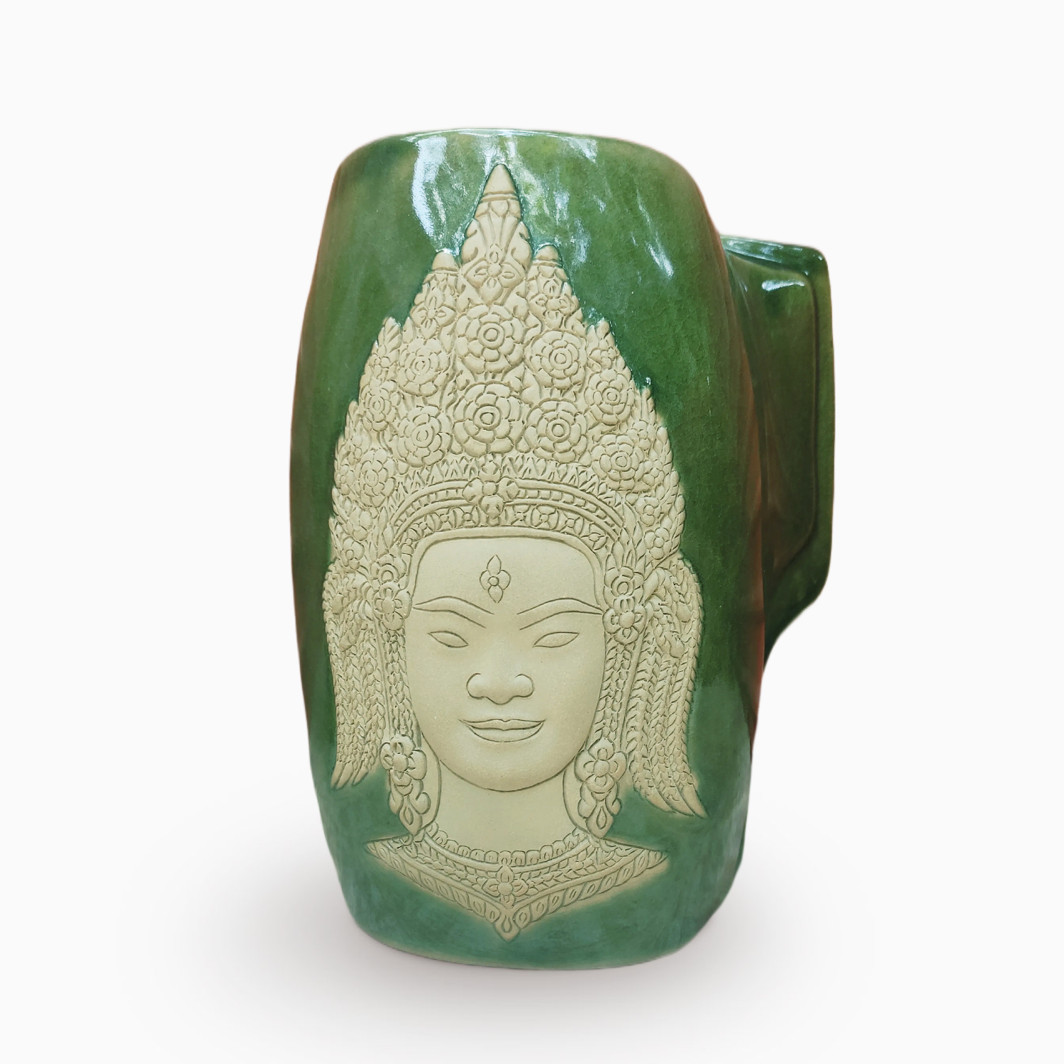 296102730 Apsara Face Vase Green